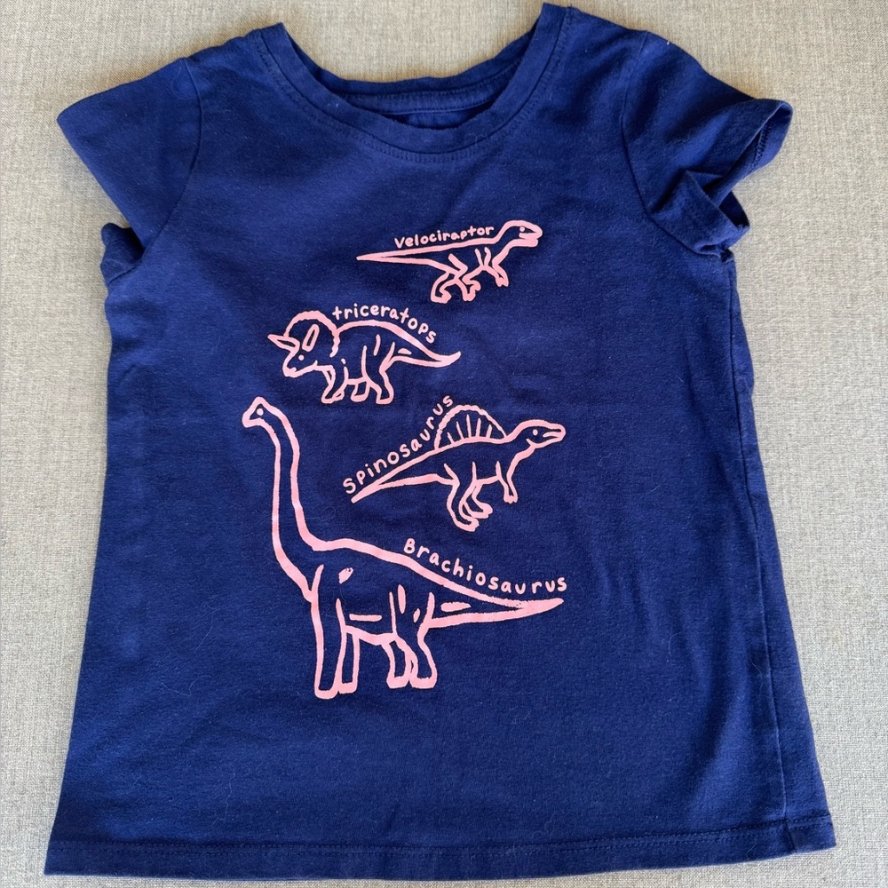 Cat & Jack, Dinosaur Design, Short Sleeve Shirt, Navy, Size 4T